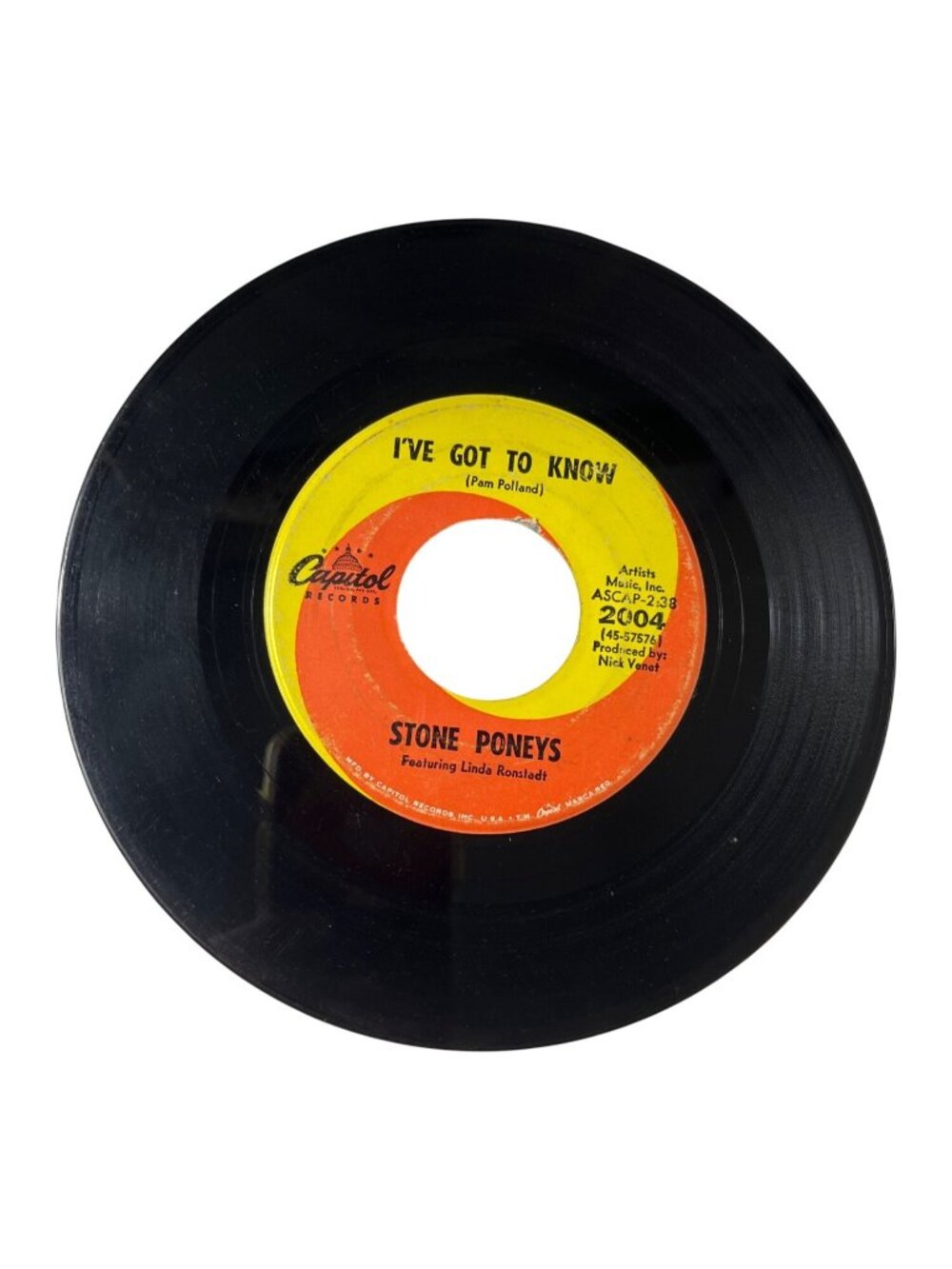 Different Drum/I've Got To Know 7" Vinyl By Stone Poneys With Linda Ronstadt R80